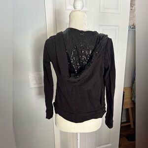 Jennifer Lopez black sequin hood hoodie zip up sweatshirt